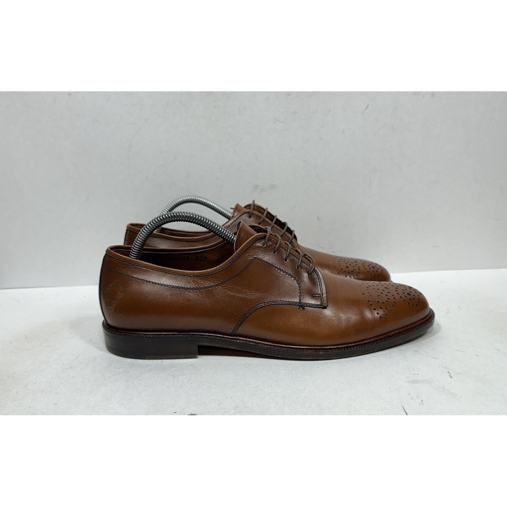 Salvatore Ferragamo Studio Shoes Mens 8.5 D Brown Leather Oxford Medallion Dress